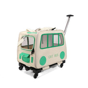 Foldable portable pet trolley luggage designed as a cat bus for two cats or small dogs with wheels and handle